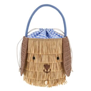 Shaggy Raffia Puppy Basket