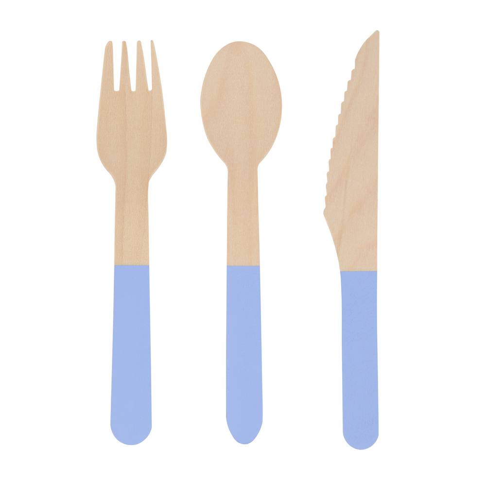 Meri Meri - Cornflower Blue Wooden Cutlery Set - 289455