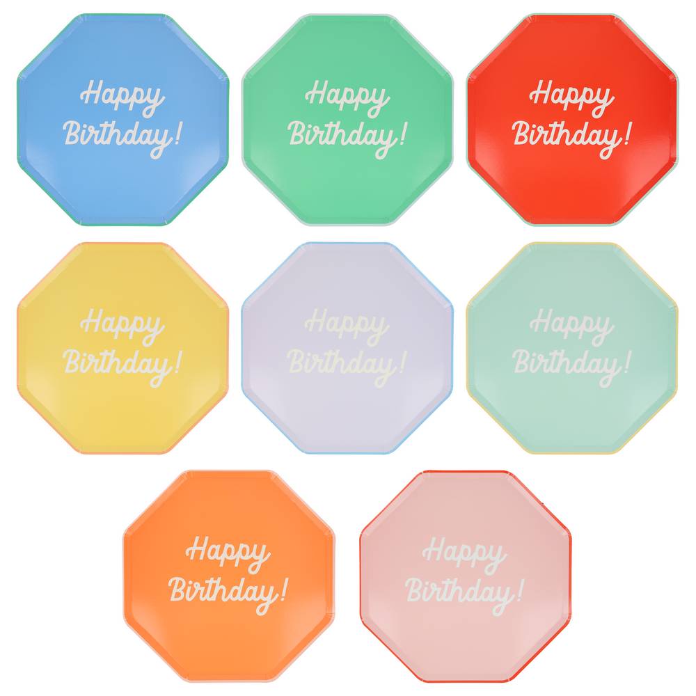 Meri Meri - Mixed Happy Birthday Dinner Plates - 285927