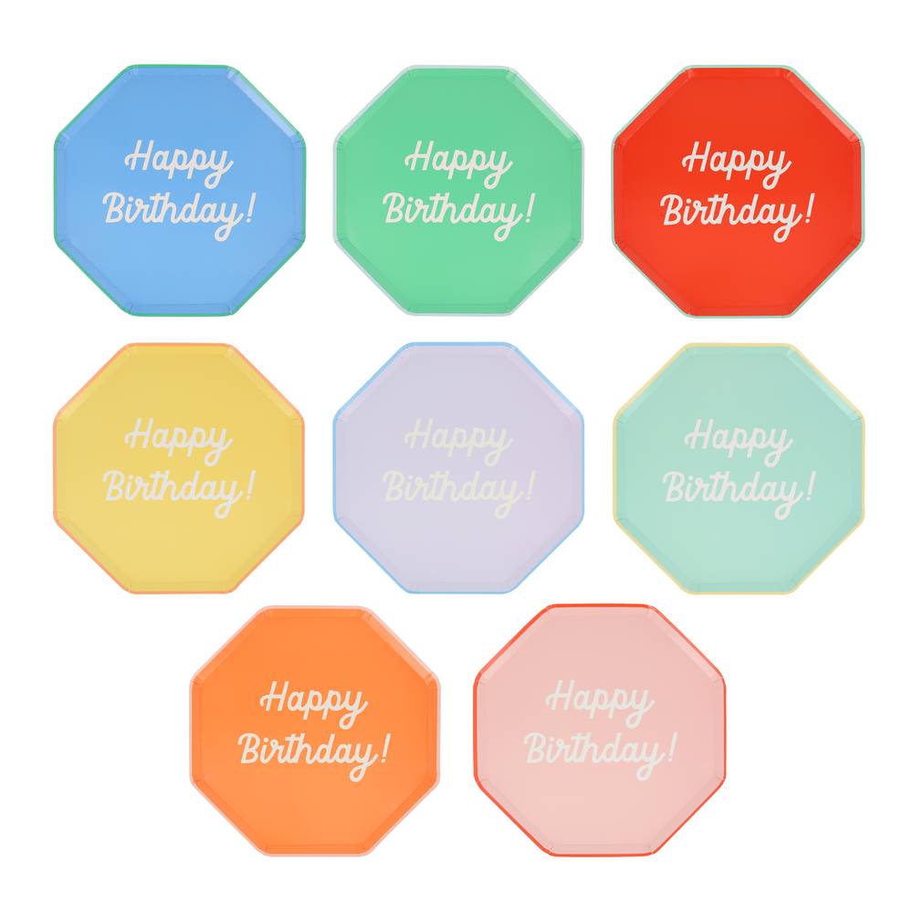Meri Meri - Mixed Happy Birthday Side Plates - 284694