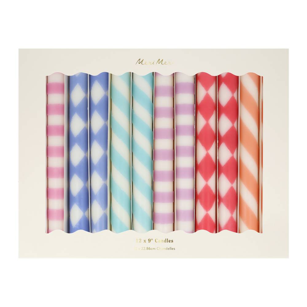 Meri Meri - Patterned Table Candles - 288321 Meri Meri - Patterned Table Candles - 288321