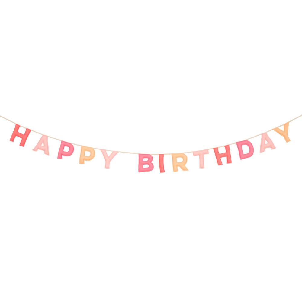 Meri Meri - Pink Happy Birthday Felt Garland - 286107 Meri Meri - Pink Happy Birthday Felt Garland - 286107