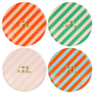 Meri Meri - Stripe Happy Birthday Dinner Plates - 273848