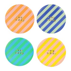 Meri Meri - Stripe Happy Birthday Side Plates - 273857
