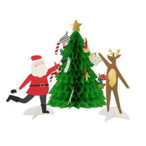 Carte de Noël festive avec sapin en nid d'abeille