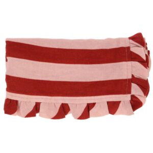 Serviettes en tissu à volants à rayures rouges et roses (x 4)