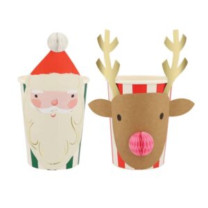 Tasses en nid d'abeille de Noël (x 8)