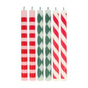 Bougies de table à motifs festifs (x 6)