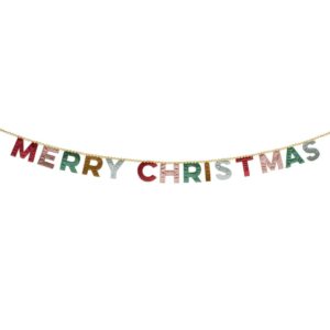 Guirlande de fanions en velours Joyeux Noël
