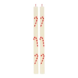 Bougies de table en forme de canne à sucre (x 2)