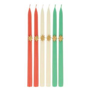 Bougies coniques étoile dorée assorties (x 6)