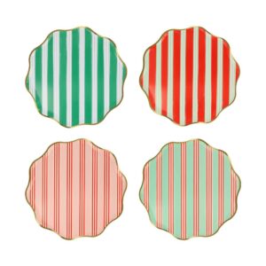Assiettes à dessert à rayures festives (x 8)