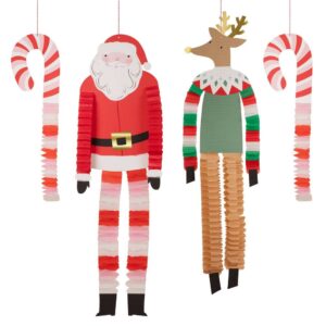 Décorations Père Noël et rennes à longues jambes (x 4)