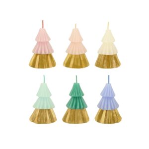 Bougies Arbre Arc-en-ciel et Or (x 6)