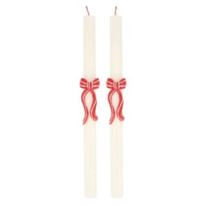 Bougies de table à rayures rouges (x 2)