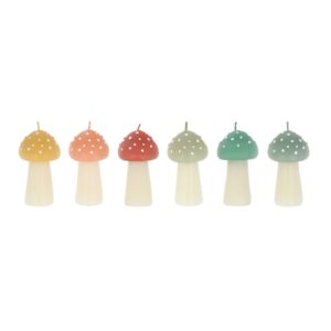 Bougies rustiques miniatures en forme de champignons (x 6)