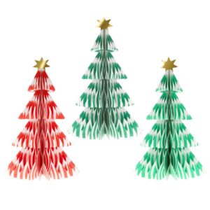 Arbres en papier rayé alvéolé (x 3)