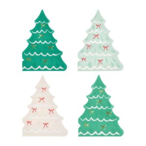 Serviettes de table Sapin de Noël avec nœuds (x 16)