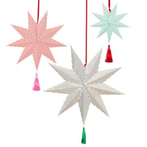 Décorations étoiles rayées (x 3)