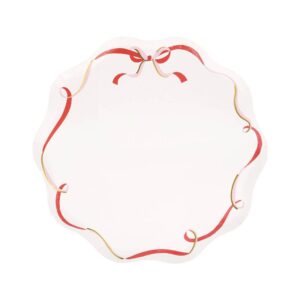 Assiettes à dessert décorées de nœuds en ruban (x 8)