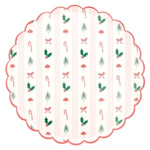 Assiettes plates à rayures festives (x 8)