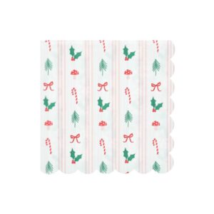 Serviettes de table grandes tailles à rayures festives (x 16)