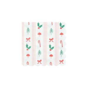 Serviettes de table à rayures festives (x 16)