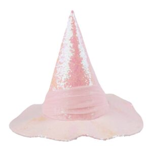 Chapeau de sorcière à paillettes roses