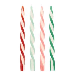 Bougies torsadées à rayures assorties (x 4)