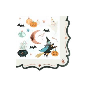 Serviettes de table Halloween à bordure ornée (x 16)