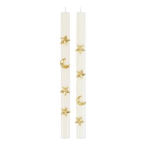Bougies de table célestes ivoire (x 2)