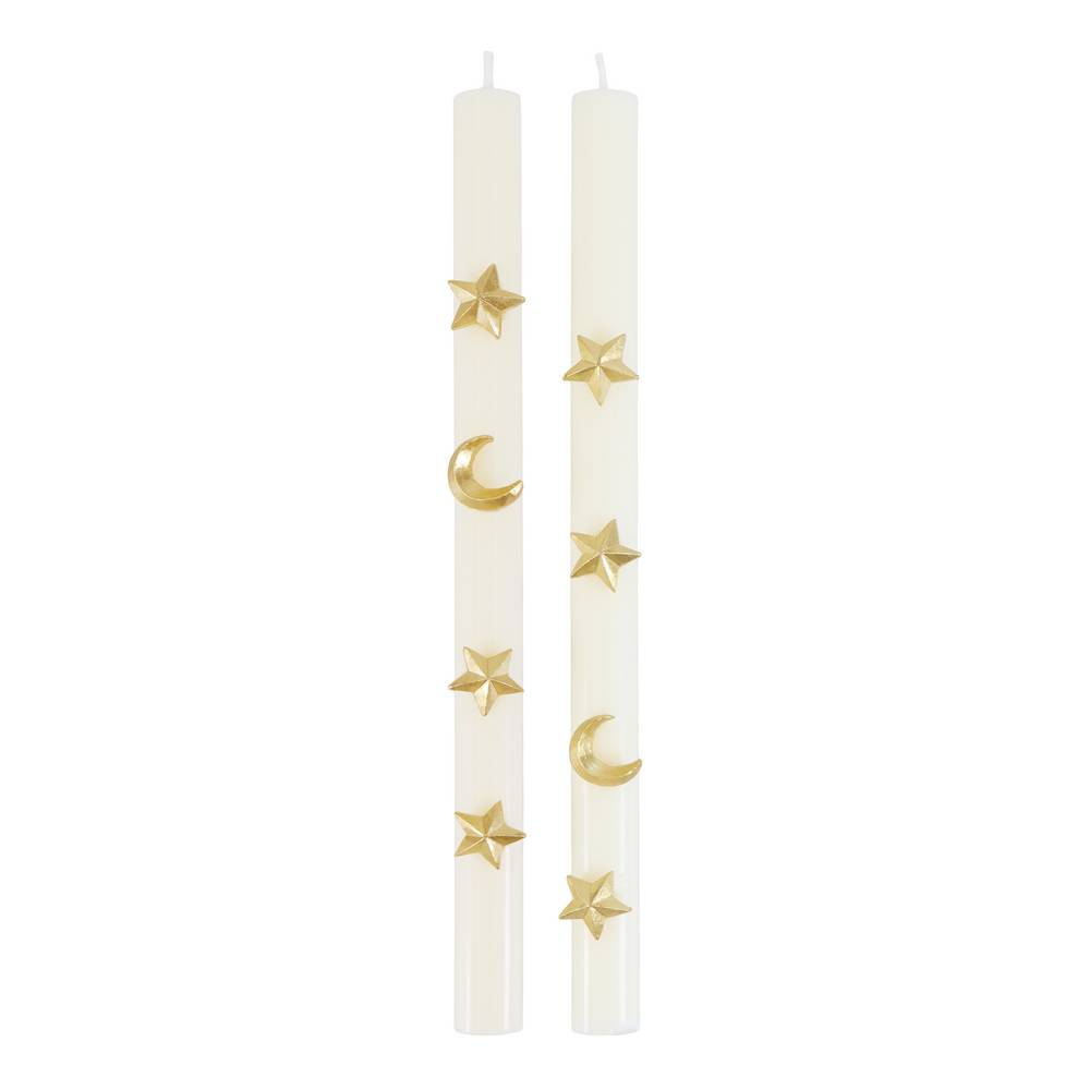 Bougies de table célestes ivoire (x 2)