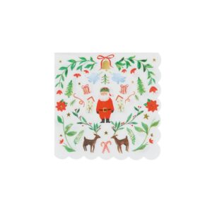 Serviettes de table à motif de Père Noël et de feuillage (x 16)