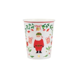 Gobelets à motif de Père Noël feuillu (x 8)