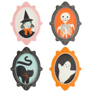 Assiettes réutilisables à motif portrait d'Halloween (x 4)