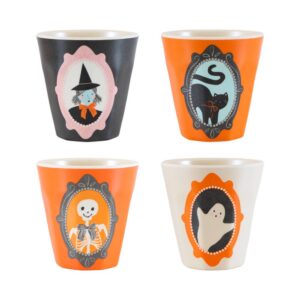 Gobelets réutilisables à motif portrait d'Halloween (x 4)