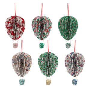 Décorations de sapin de Noël Meri Meri x Liberty en papier nid d'abeille avec ballons (x 6)