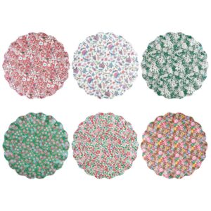 Assiettes réutilisables Meri Meri x Liberty rouges et vertes (x 6)