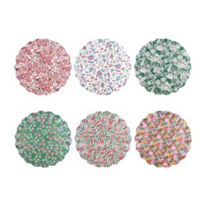 Petites assiettes réutilisables Meri Meri x Liberty rouges et vertes (x 6)