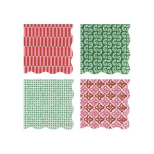 Serviettes de table rouges et vertes Meri Meri x Molly Mahon (x 16)