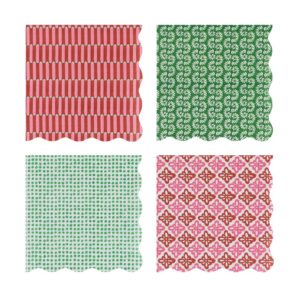Serviettes de table rouges et vertes grand format Meri Meri x Molly Mahon (x 16)