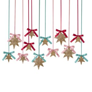 Décorations d'étoiles suspendues à paillettes dorées (x 12)