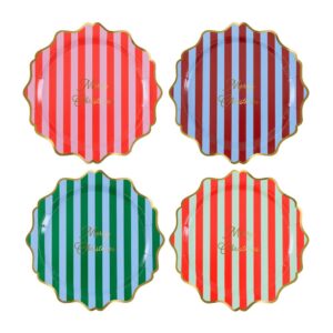 Assiettes à dessert rayées Joyeux Noël (x 8)