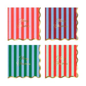 Serviettes de table rayées Joyeux Noël (x 16)