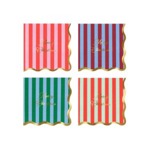 Serviettes de table rayées Joyeux Noël (x 16)