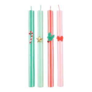 Bougies de table rayées festives (x 4)