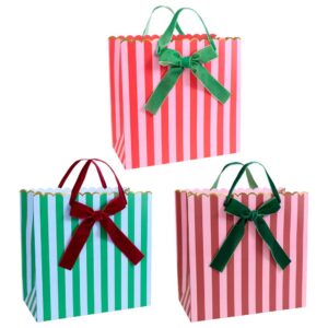 Sacs cadeaux rayés assortis de grande taille (x 3)