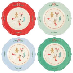 Assiettes réutilisables grand format Joyeux Noël (x 4)