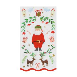 Serviettes d'invités à motif de Père Noël et de feuillage (x 16)