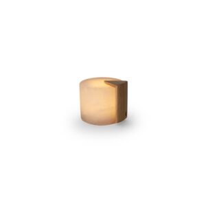 Gâteau Albâtre Lumière Large | accent Chène | rechargeable | 9 cm x Ø 10 cm